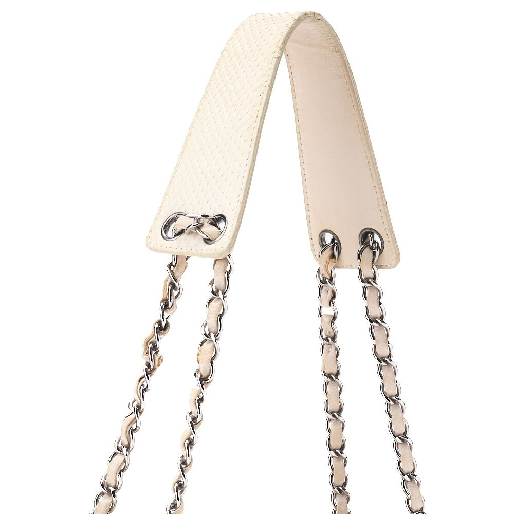 Chanel Coco Mark Python White Chain Shoulder Bag - image 5